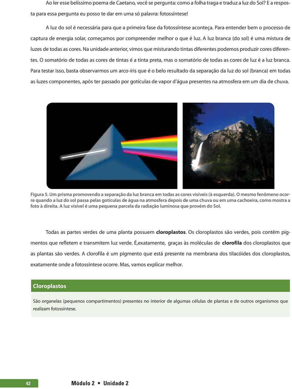 A luz branca (do sol) é uma mistura de luzes de todas as cores. Na unidade anterior, vimos que misturando tintas diferentes podemos produzir cores diferentes.