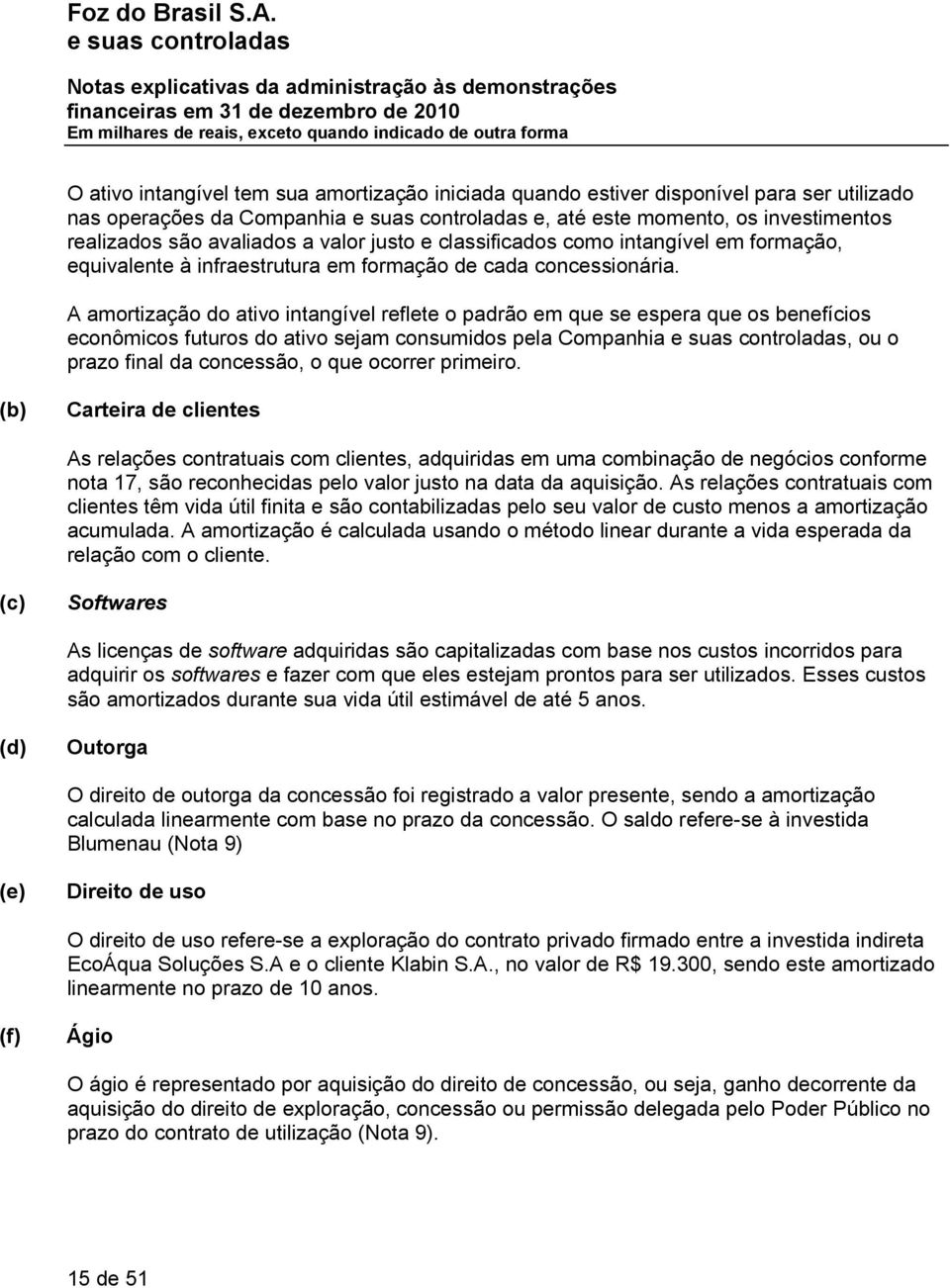 A amortização do ativo intangível reflete o padrão em que se espera que os benefícios econômicos futuros do ativo sejam consumidos pela Companhia, ou o prazo final da concessão, o que ocorrer