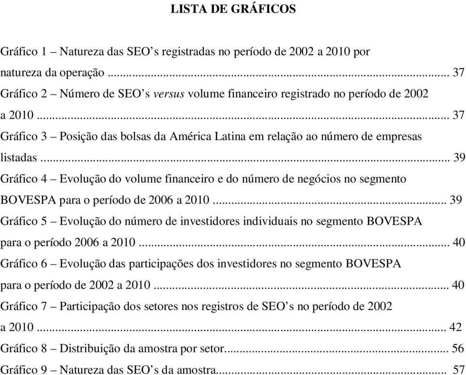 .. 39 Gráfico 4 Evolução do volume financeiro e do número de negócios no segmento BOVESPA para o período de 2006 a 2010.