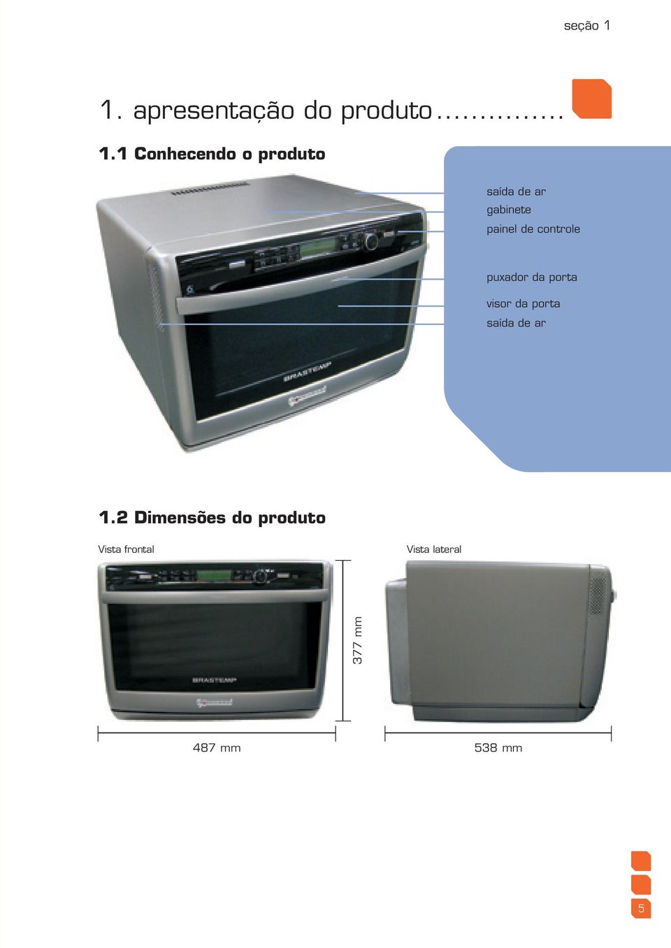 1 Conhecendo o produto saída de ar gabinete painel de