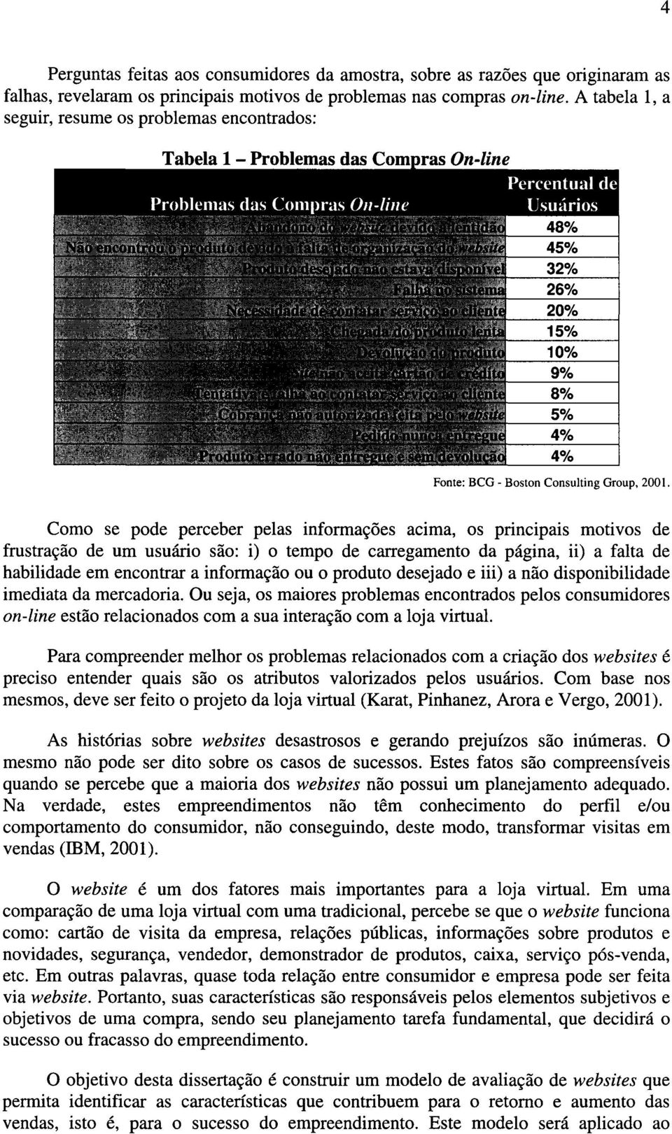 Como se pode perceber pelas informações acima, os principais motivos de frustração de um usuário são: i) o tempo de carregamento da página, ii) a falta de habilidade em encontrar a informação ou o