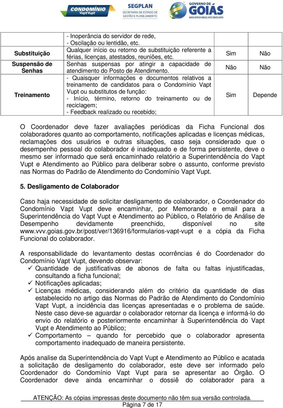 - Quaisquer informações e documentos relativos a treinamento de candidatos para o Condomínio Vapt Vupt ou substitutos de função: - Início, término, retorno do treinamento ou de reciclagem; - Feedback