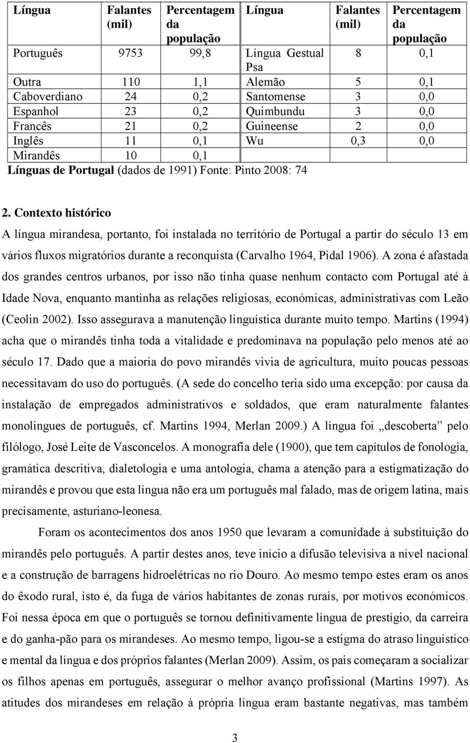 Contexto histórico A língua mirandesa, portanto, foi instalada no território de Portugal a partir do século 13 em vários fluxos migratórios durante a reconquista (Carvalho 1964, Pidal 1906).