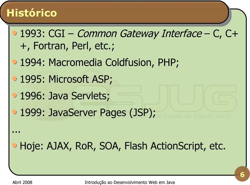 ; 1994: Macromedia Coldfusion, PHP; 1995: Microsoft ASP;