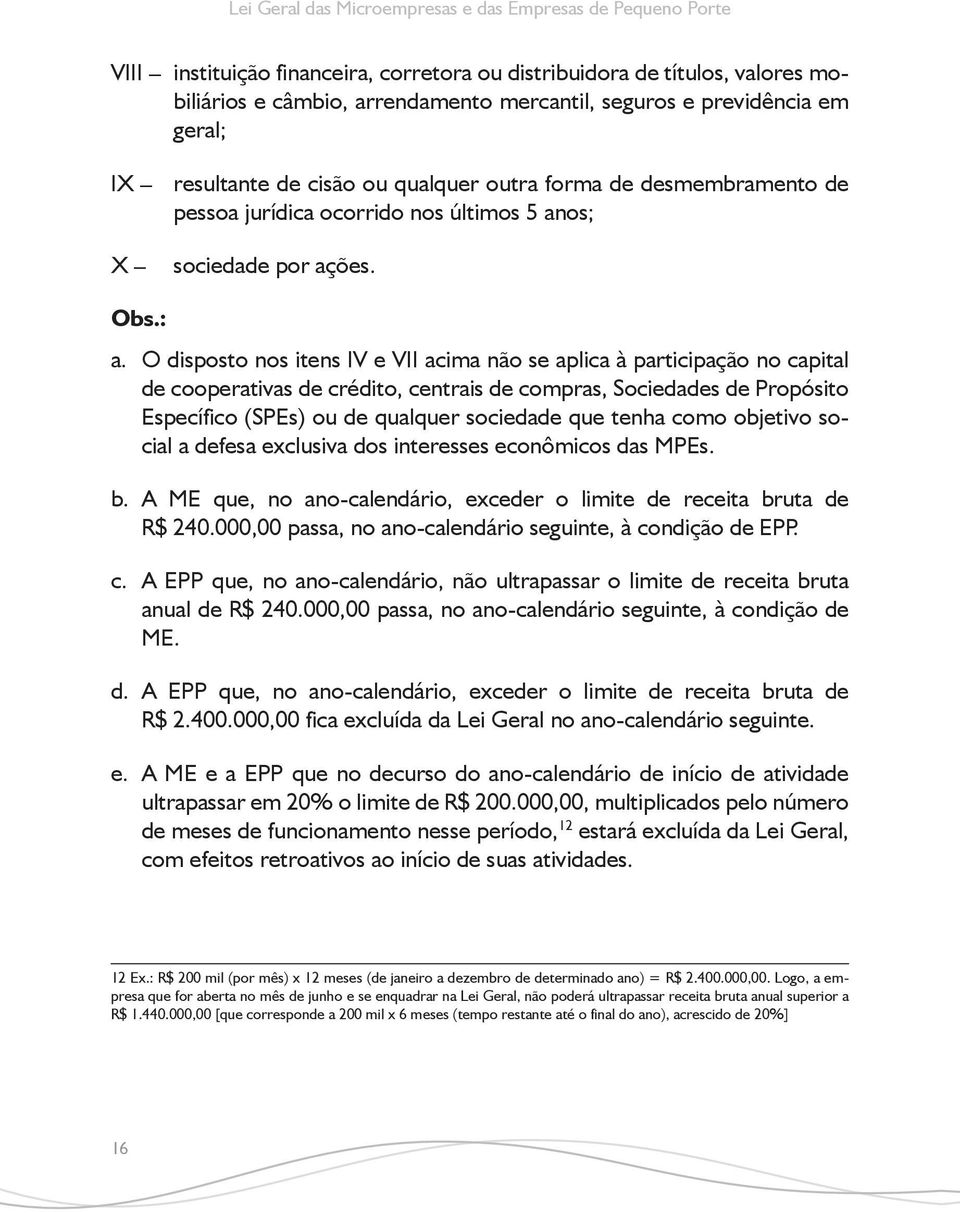 O disposto nos itens IV e VII acima não se aplica à participação no capital de cooperativas de crédito, centrais de compras, ociedades de Propósito Específico (PEs) ou de qualquer sociedade que tenha