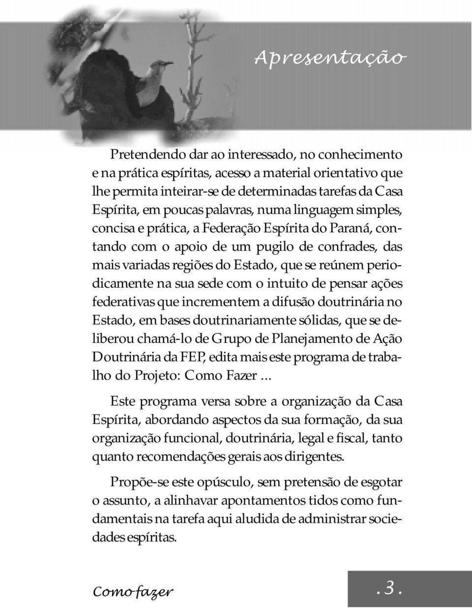 na sua sede com o intuito de pensar ações federativas que incrementem a difusão doutrinária no Estado, em bases doutrinariamente sólidas, que se deliberou chamá-lo de Grupo de Planejamento de Ação