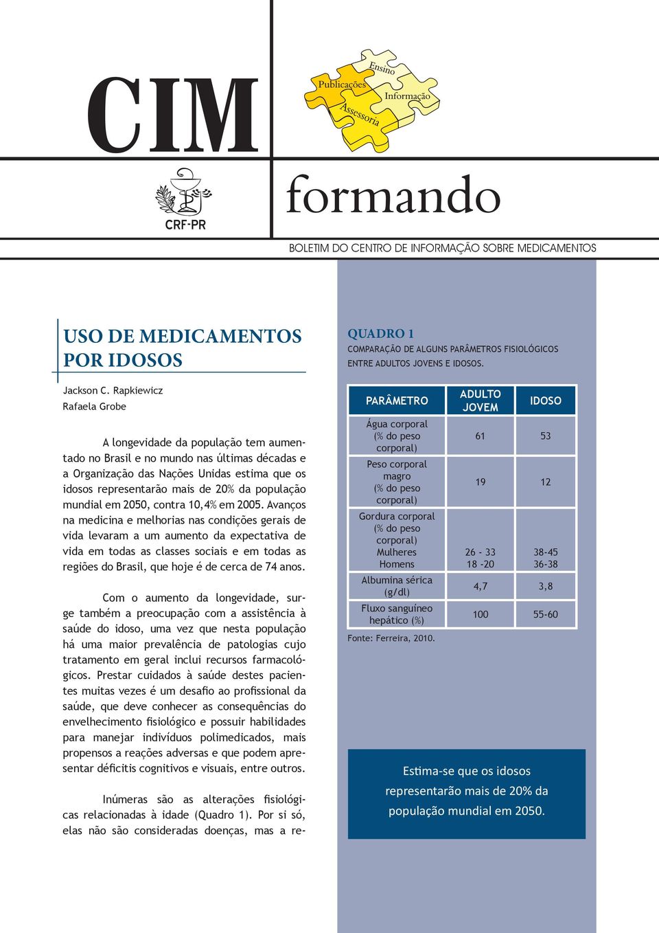 população mundial em 2050, contra 10,4% em 2005.