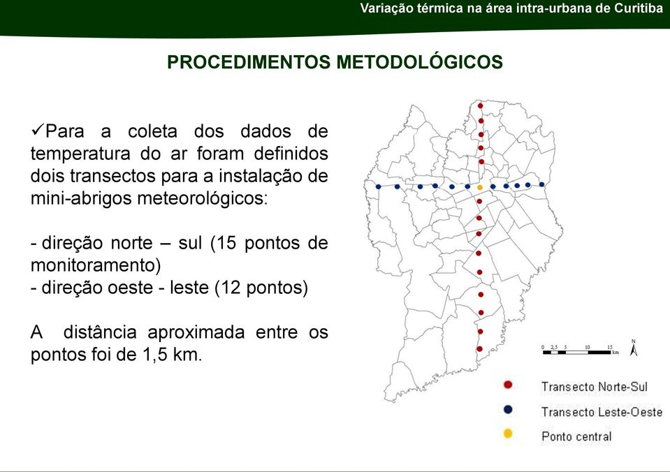 meteorológicos: - direção norte sul (15 pontos de monitoramento) -