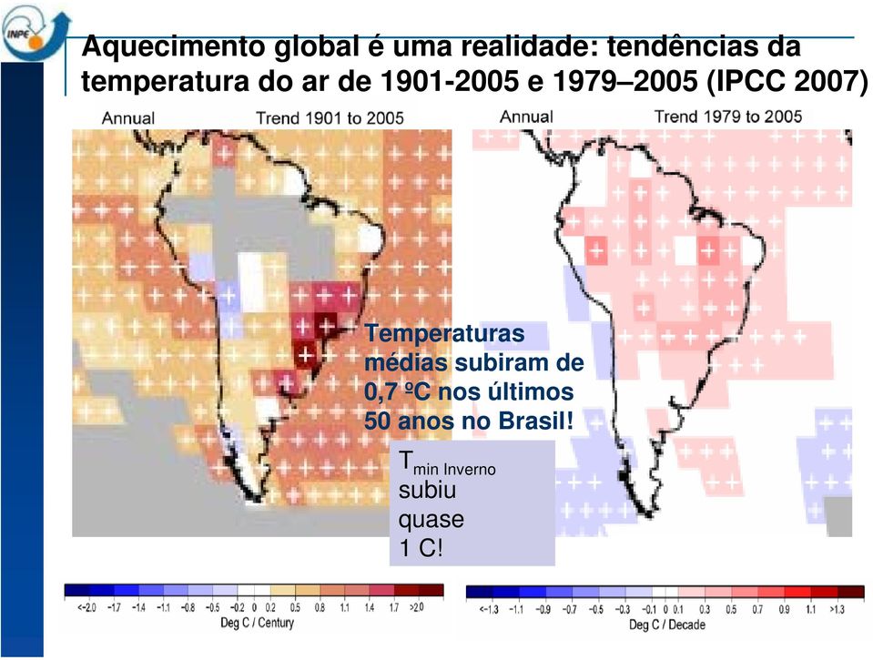 2007) Temperaturas médias subiram de 0,7 ºC nos