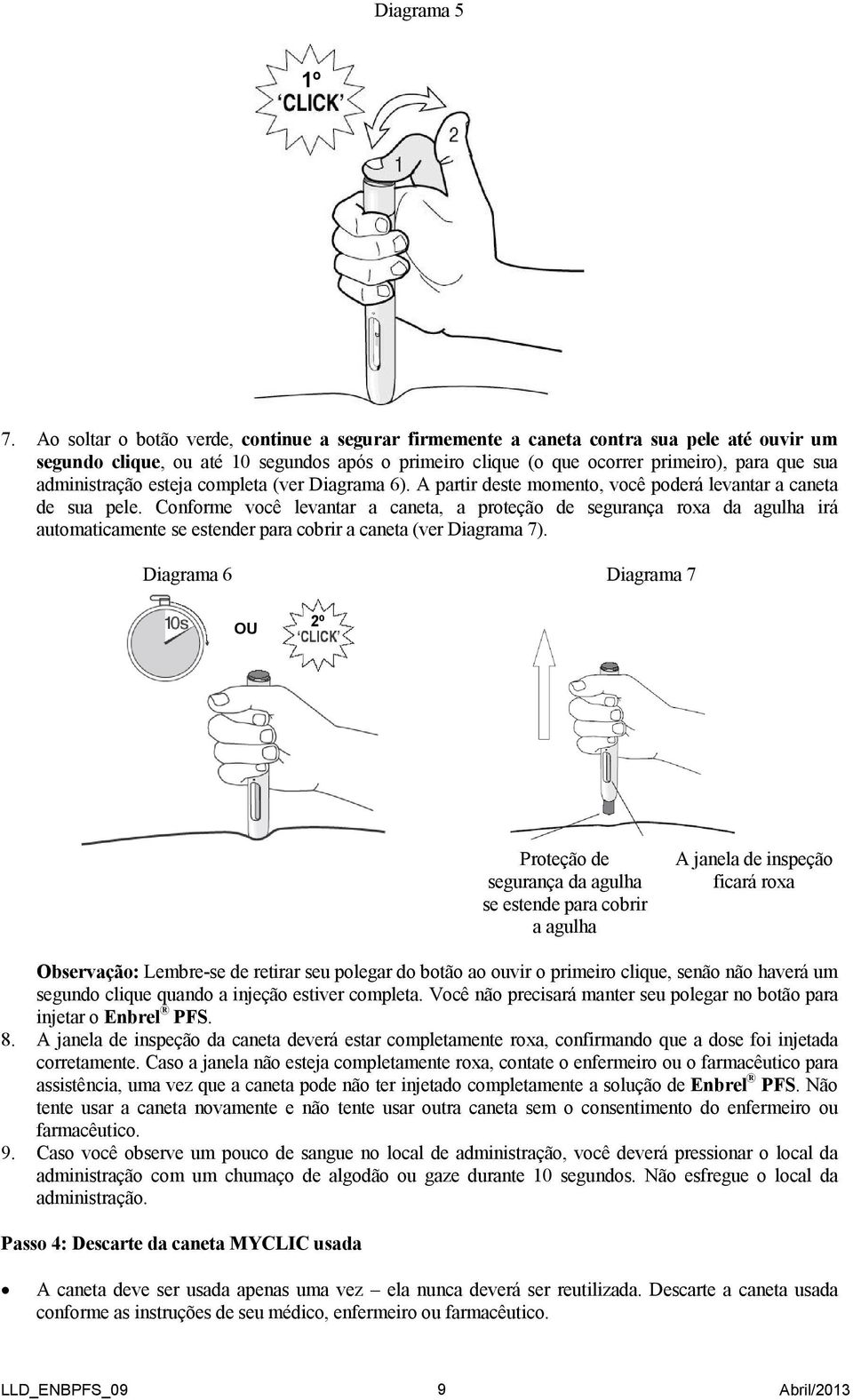 administração esteja completa (ver Diagrama 6). A partir deste momento, você poderá levantar a caneta de sua pele.