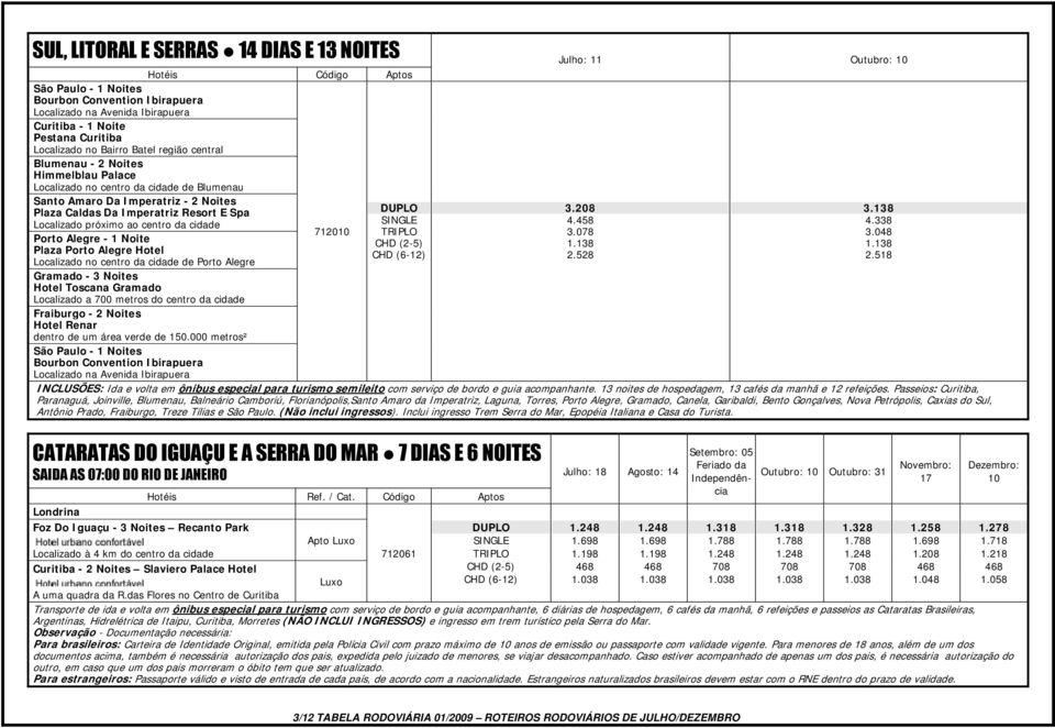 Resort E Spa Localizado próximo ao centro da cidade 712010 Porto Alegre - 1 Noite CHD (2-5) Plaza Porto Alegre Hotel CHD (6-12) Localizado no centro da cidade de Porto Alegre Gramado - 3 Noites Hotel