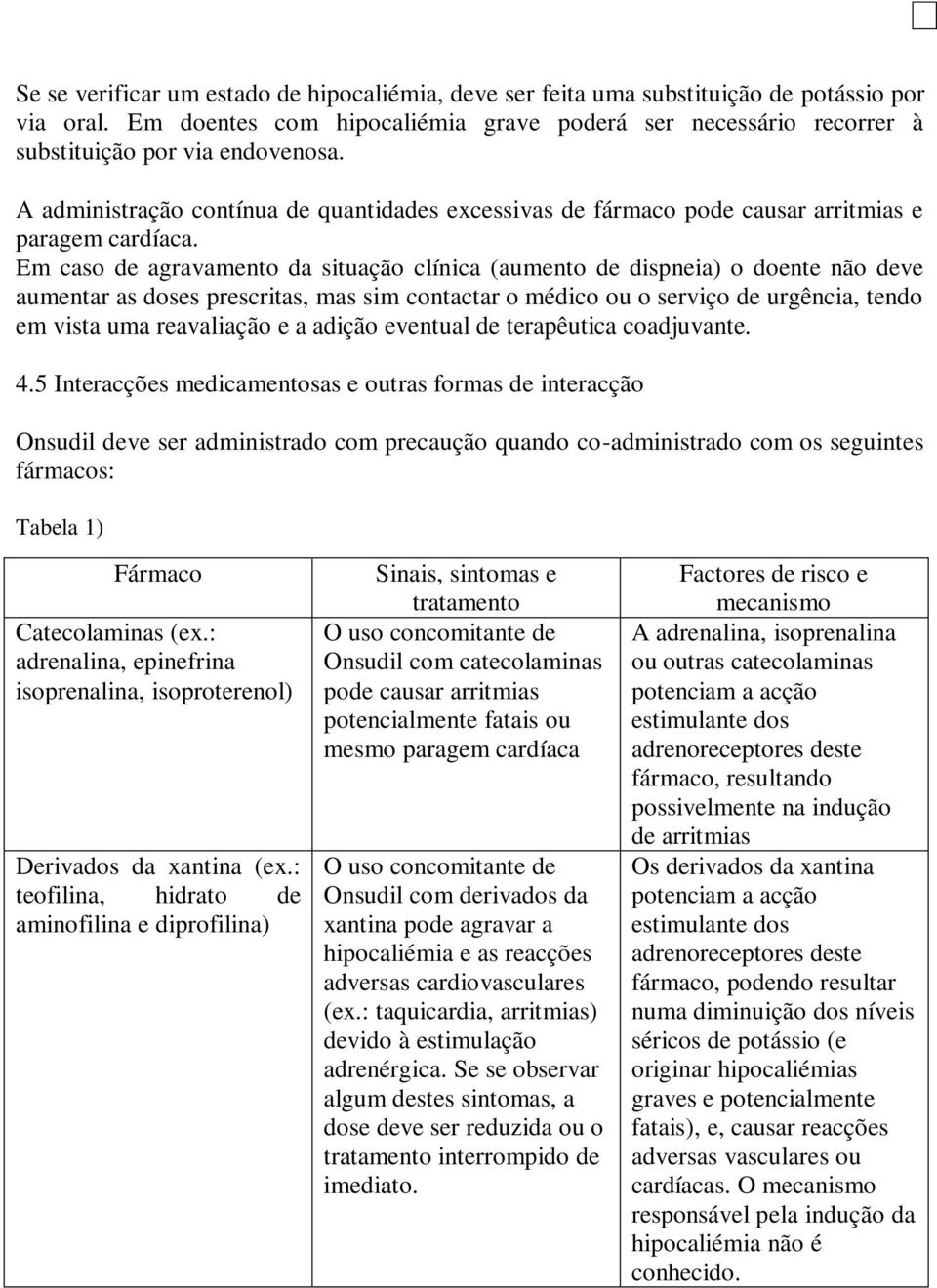 Em caso de agravamento da situação clínica (aumento de dispneia) o doente não deve aumentar as doses prescritas, mas sim contactar o médico ou o serviço de urgência, tendo em vista uma reavaliação e