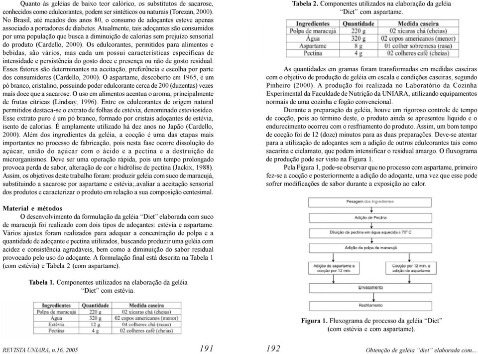 Atualmente, tais adoçantes são consumidos por uma população que busca a diminuição de calorias sem prejuízo sensorial do produto (Cardello, 2000).