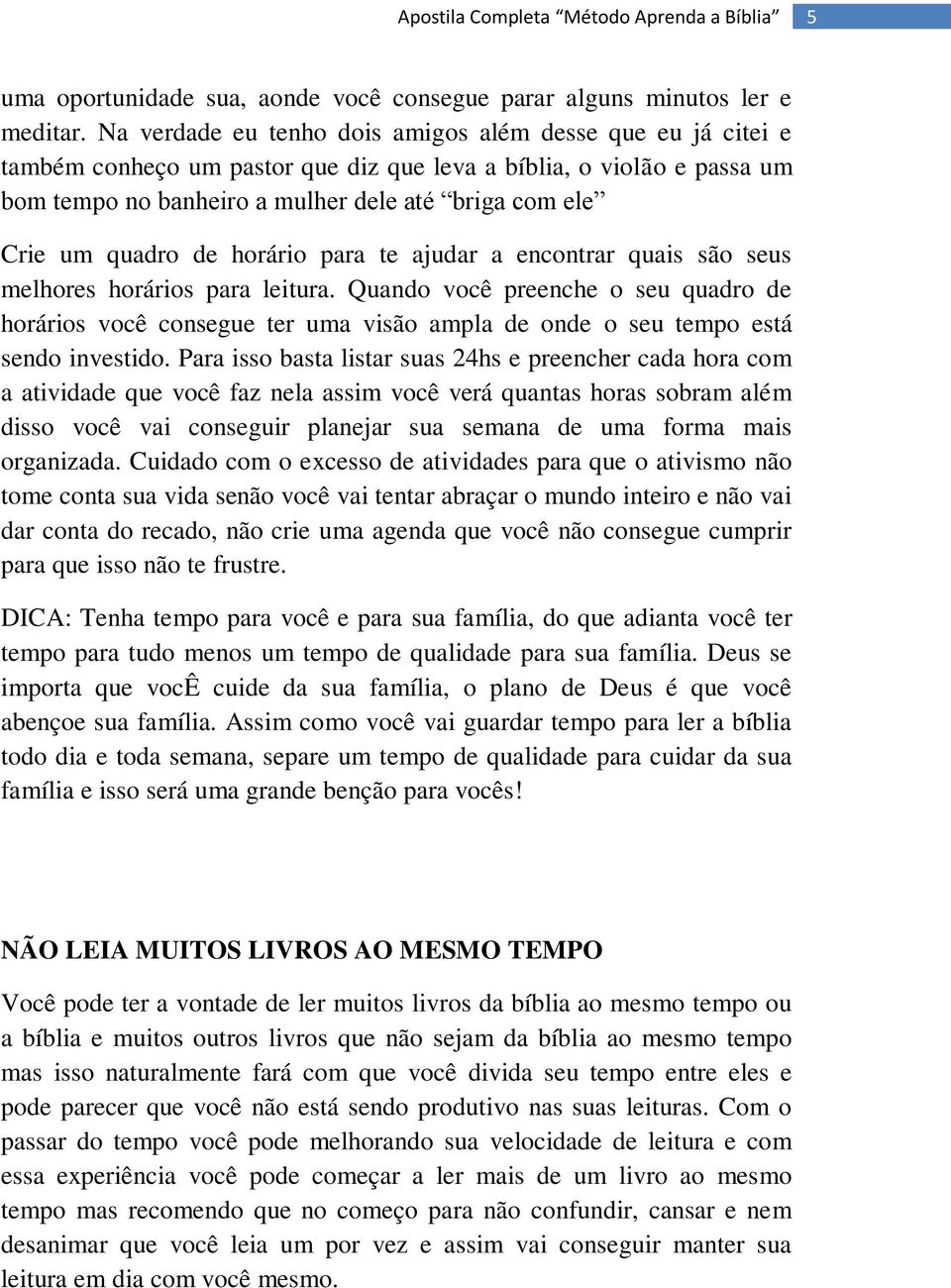 quadro de horário para te ajudar a encontrar quais são seus melhores horários para leitura.