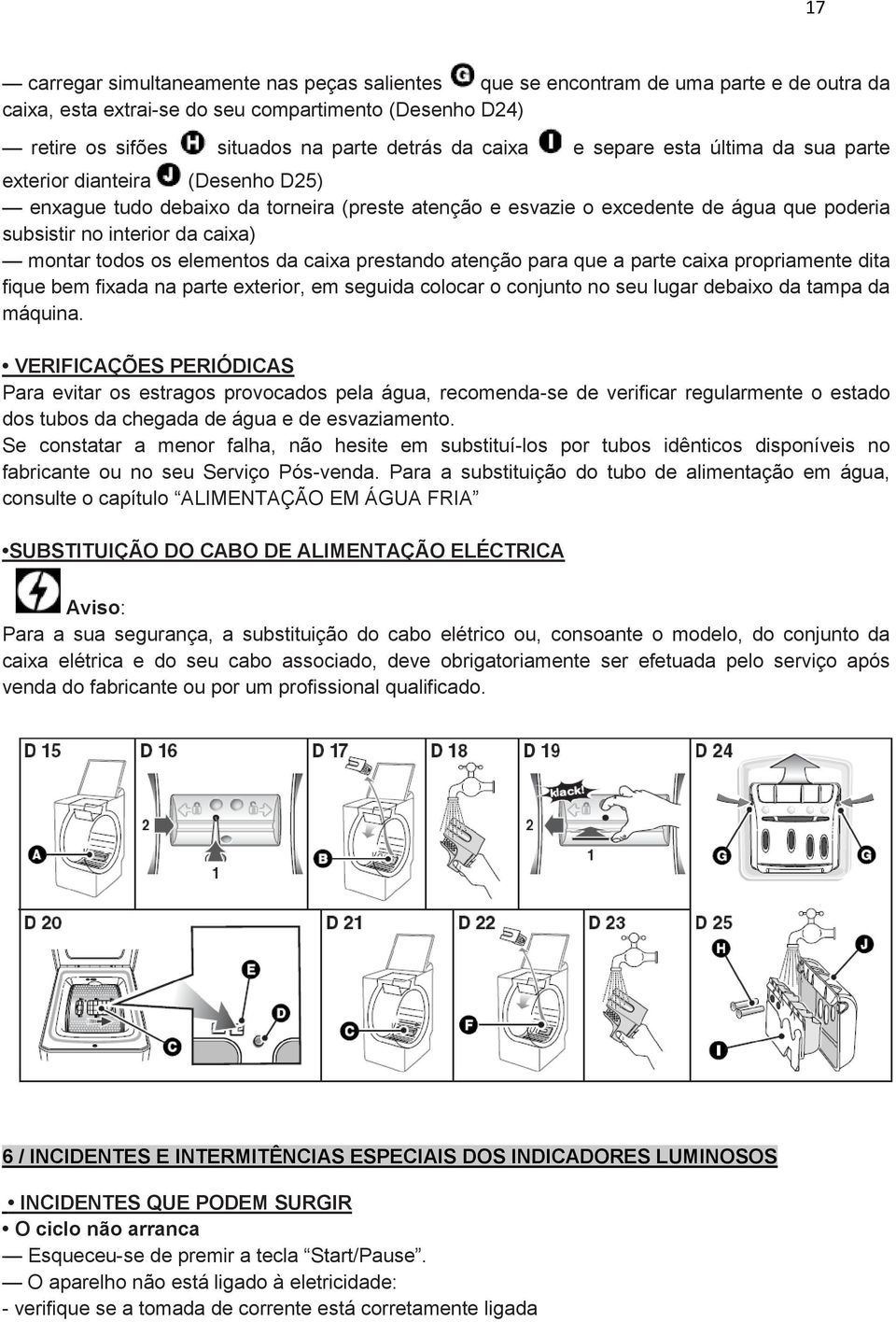 todos os elementos da caixa prestando atenção para que a parte caixa propriamente dita fique bem fixada na parte exterior, em seguida colocar o conjunto no seu lugar debaixo da tampa da máquina.