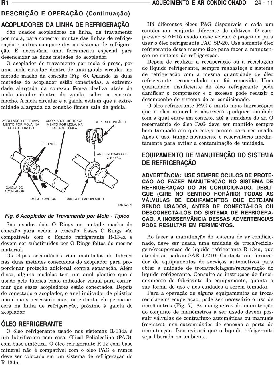 O acoplador de travamento por mola é preso, por uma mola circular, dentro de uma gaiola circular, na metade macho da conexão (Fig. 6).