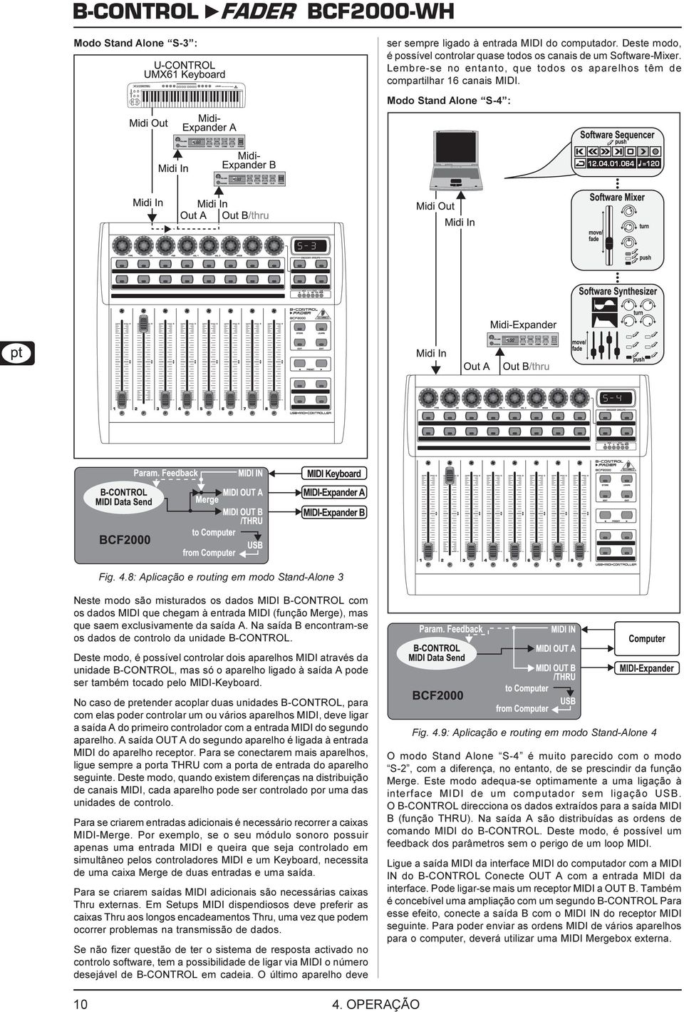 8: Aplicação e routing em modo Stand-Alone 3 Nete modo ão miturado o dado MIDI B-CONTROL com o dado MIDI que chegam à entrada MIDI (função Merge), ma que aem excluivamente da aída A.