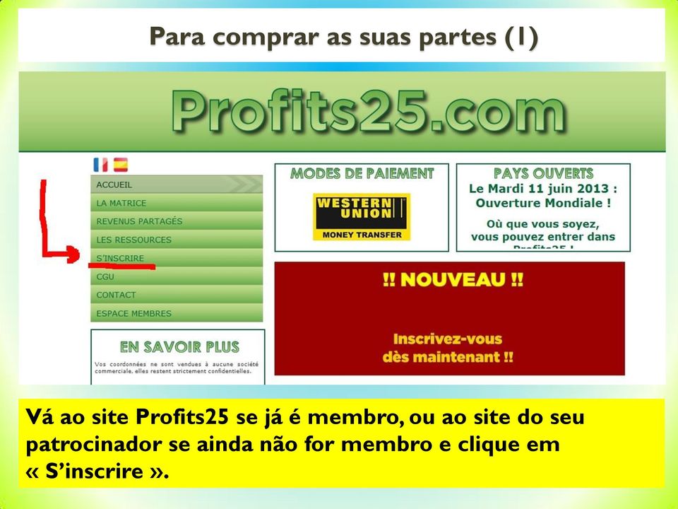 site do seu patrocinador se ainda não