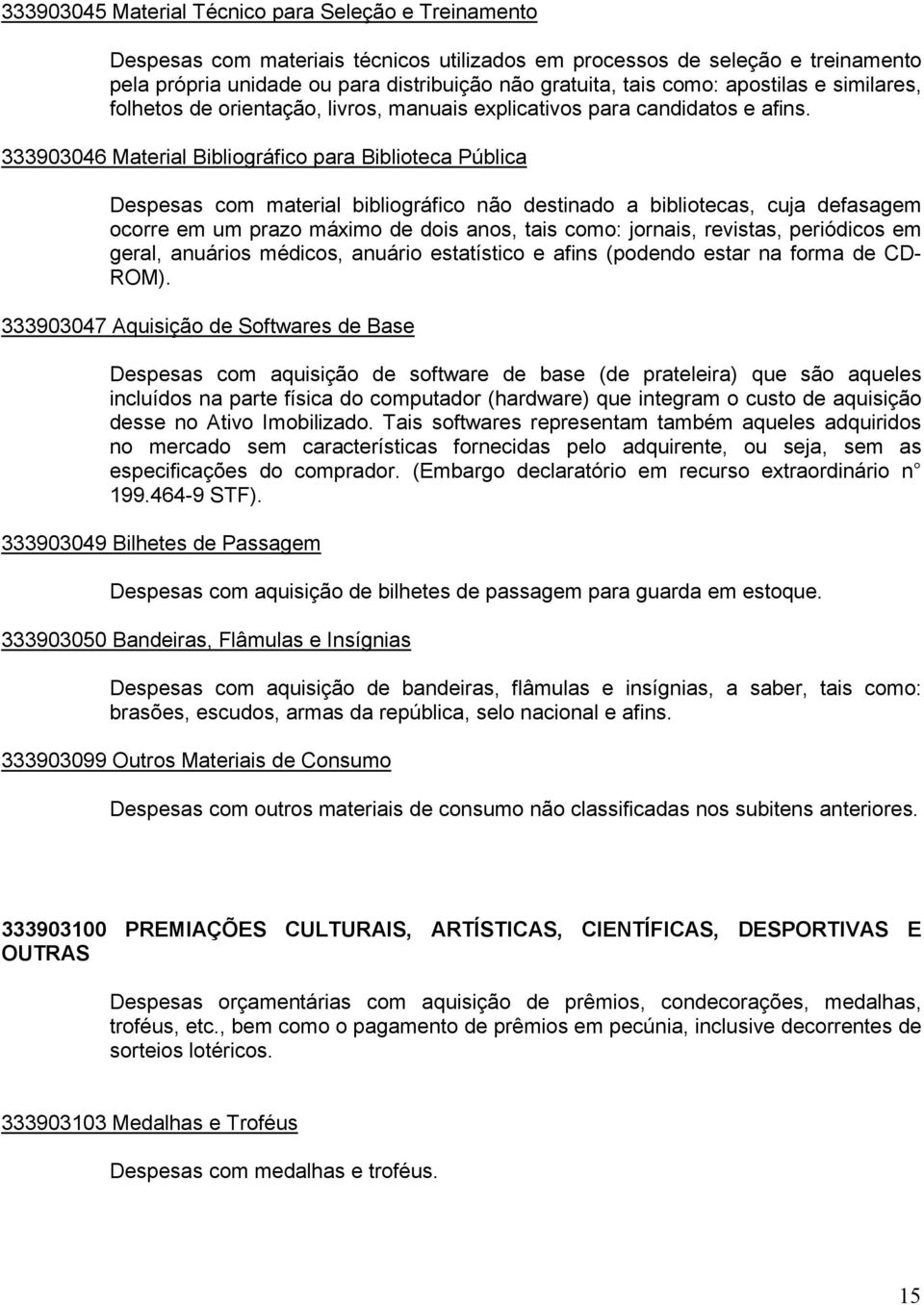 333903046 Material Bibliográfico para Biblioteca Pública Despesas com material bibliográfico não destinado a bibliotecas, cuja defasagem ocorre em um prazo máximo de dois anos, tais como: jornais,