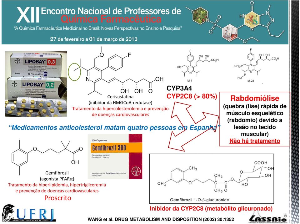 devido a lesão no tecido muscular) Não há tratamento Gemfibrozil (agonista PPARα) Tratamento da hiperlipidemia, hipertrigliceremia e