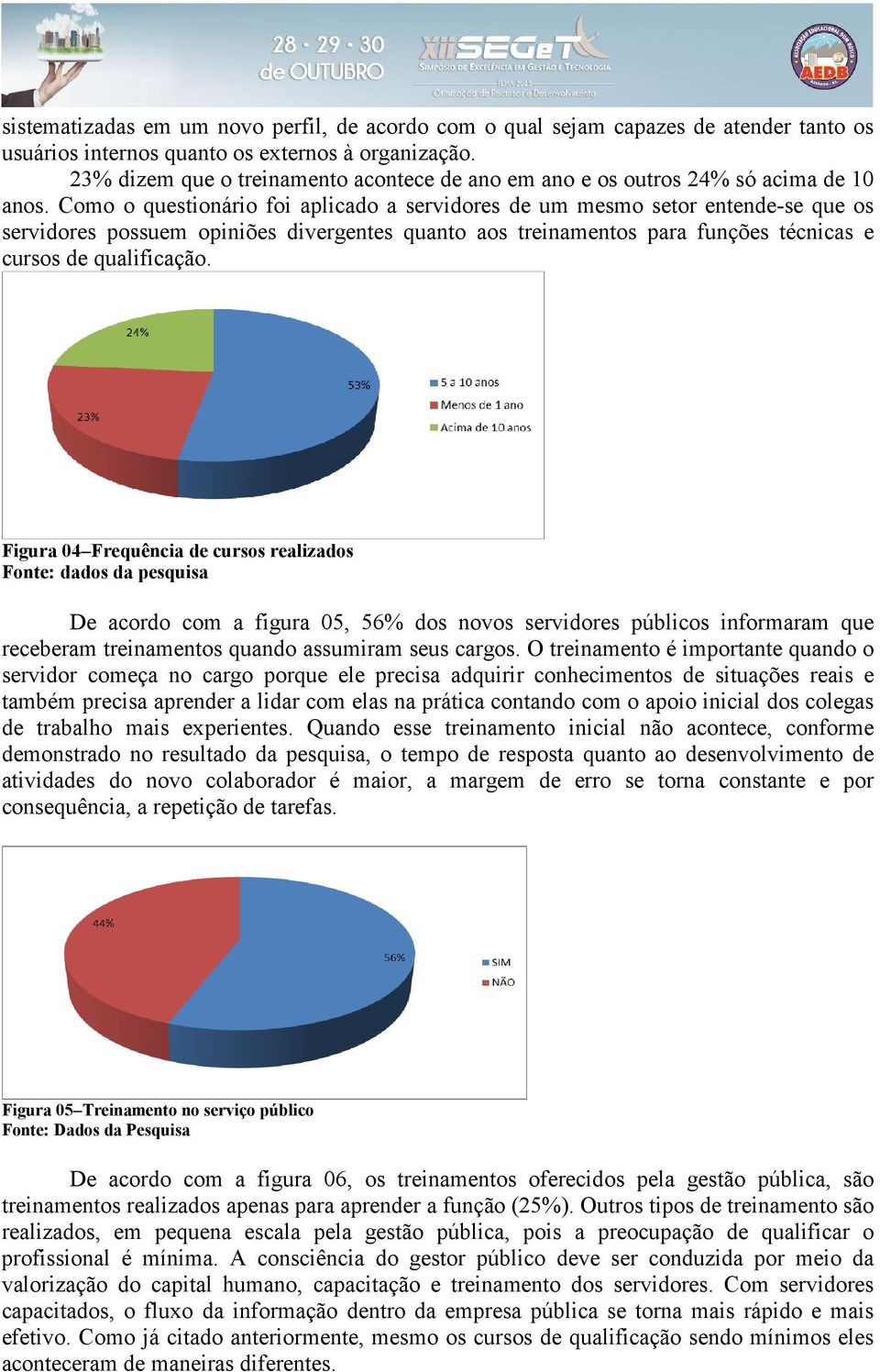 Como o questionário foi aplicado a servidores de um mesmo setor entende-se que os servidores possuem opiniões divergentes quanto aos treinamentos para funções técnicas e cursos de qualificação.