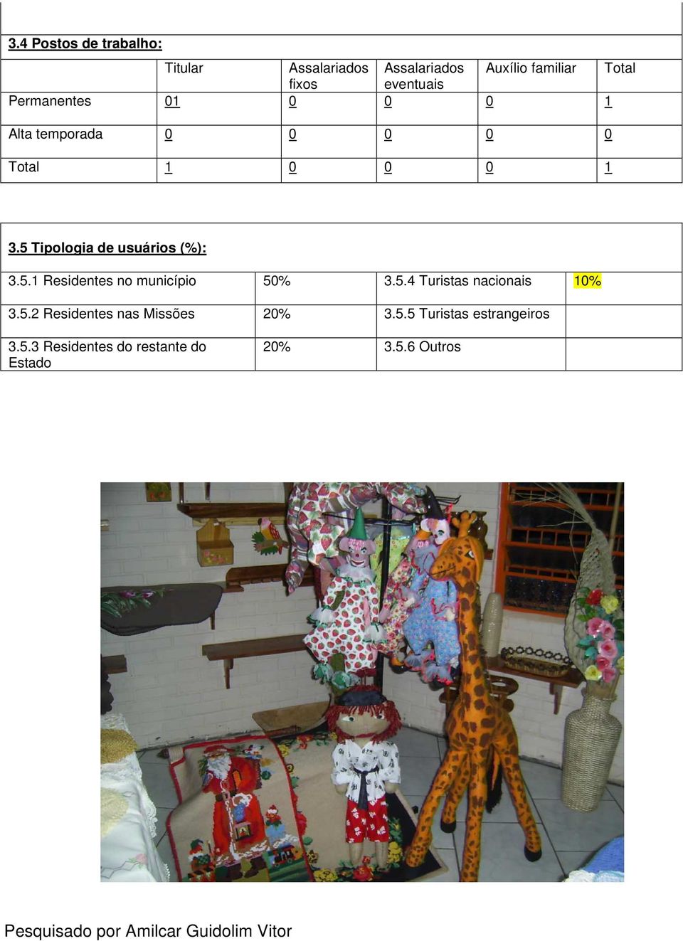 5.4 Turistas nacionais 10% 3.5.2 Residentes nas Missões 20% 3.5.5 Turistas estrangeiros 3.5.3 Residentes do restante do Estado 20% 3.