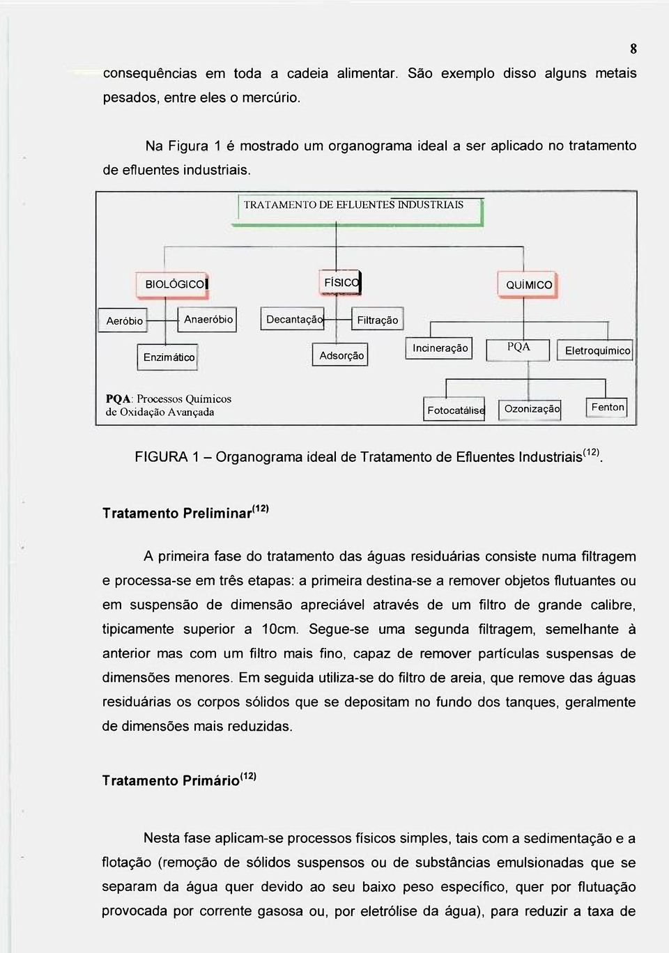 FlSICoj QUÍMICO Aerobio Anaeróbio Decantação Filtração Enzimático Adsorção Incineração PQA Eletroquimico PQA: Processos Químicos de Oxidação Avançada Fotocatálise Ozonização Fenton FIGURA 1 -