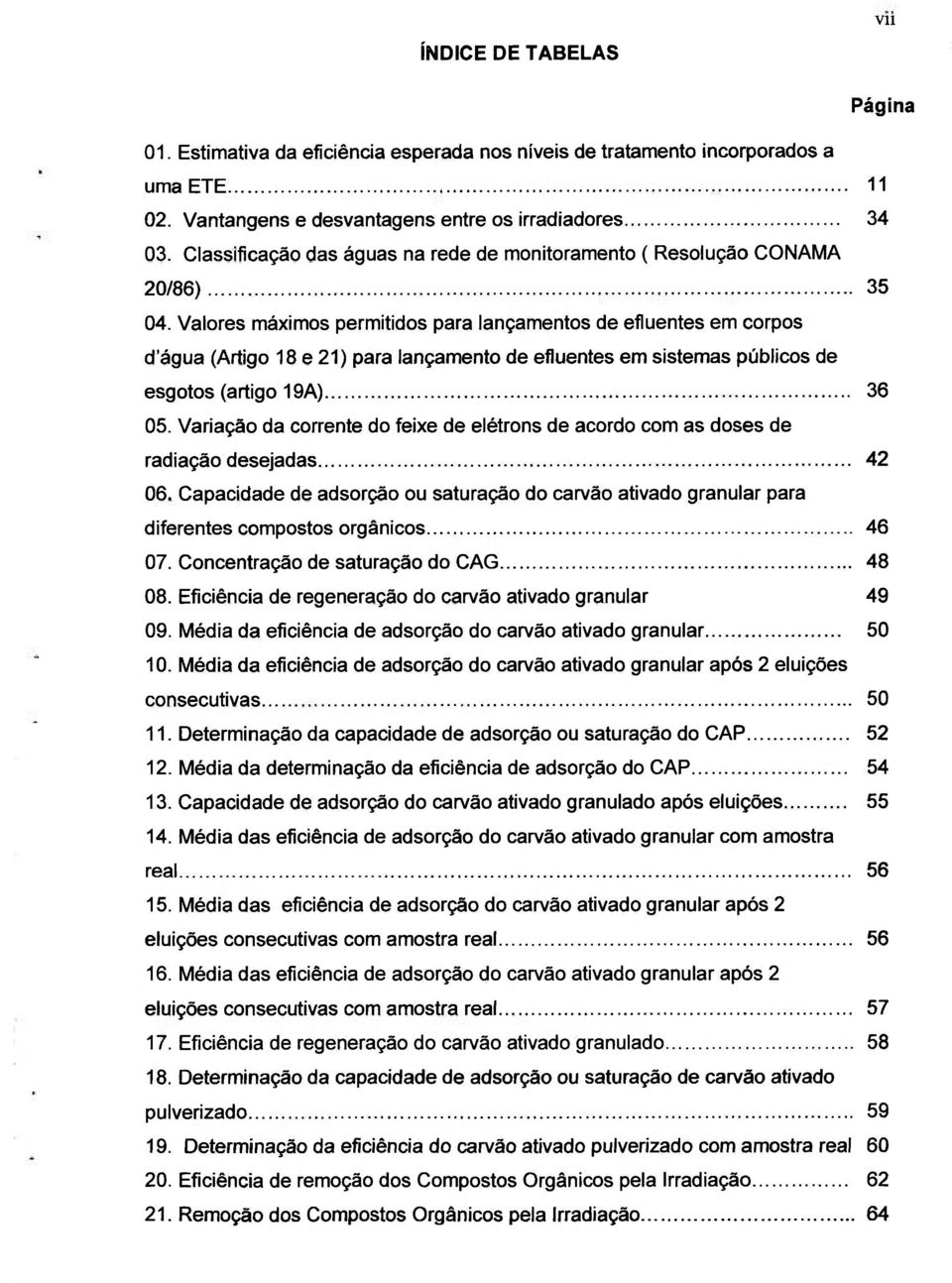 Valores máximos permitidos para lançamentos de efluentes em corpos d'água (Artigo 18 e 21) para lançamento de efluentes em sistemas públicos de esgotos (artigo 19A) 36 05.