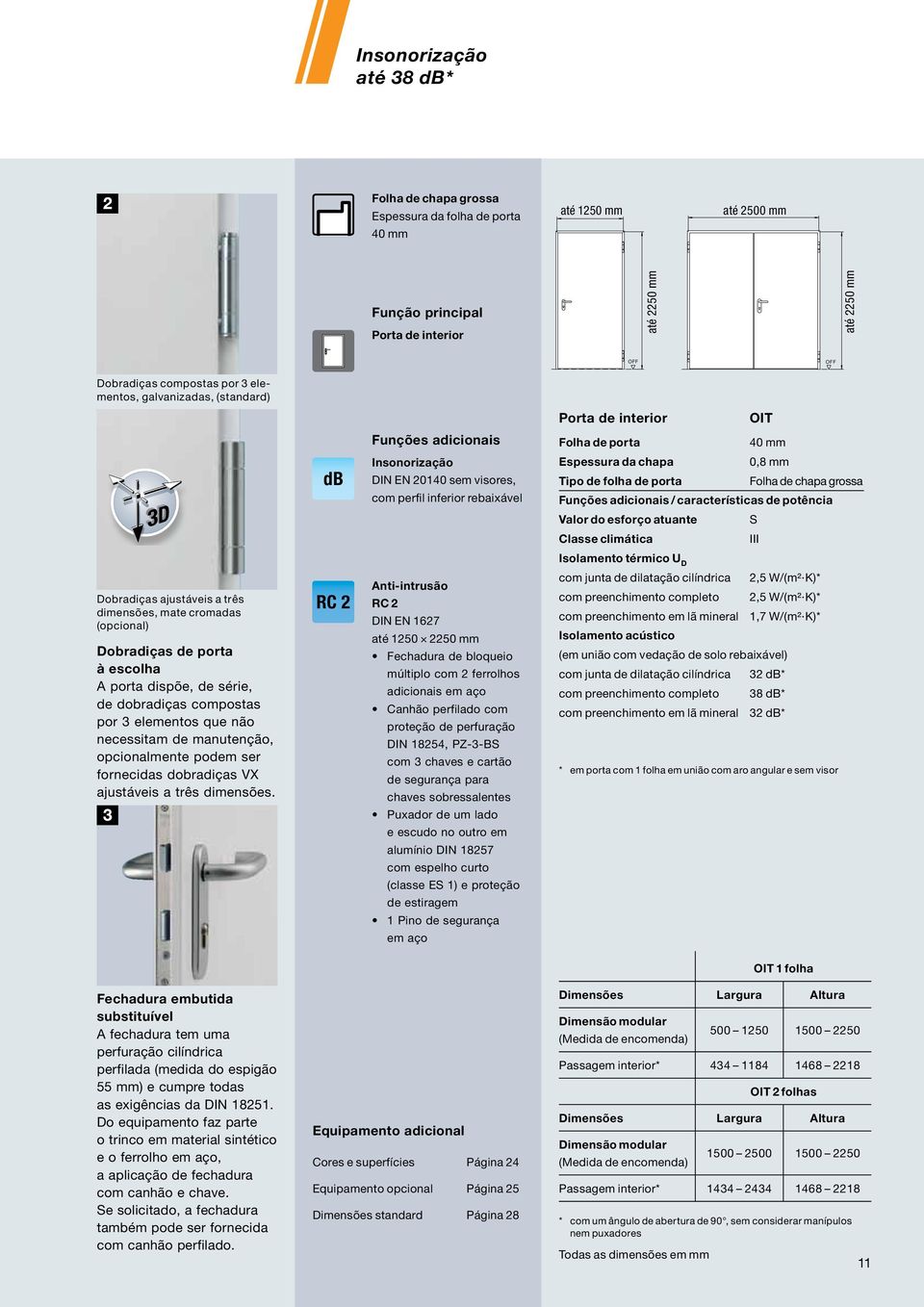 mm Tipo de folha de porta Folha de chapa grossa Funções adicionais / características de potência Valor do esforço atuante S Classe climática III Dobradiças ajustáveis a três dimensões, mate cromadas