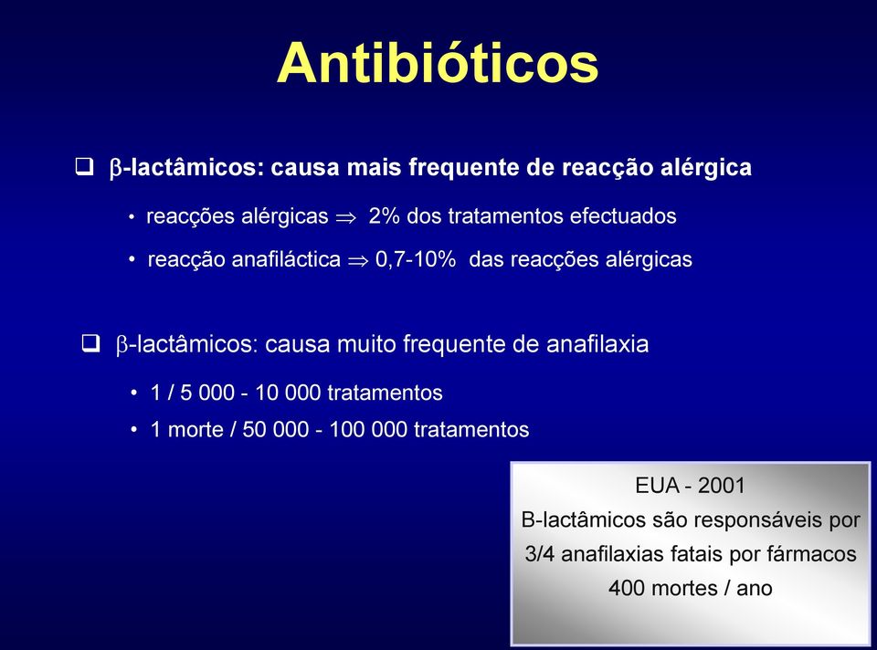 muito frequente de anafilaxia 1 / 5 000-10 000 tratamentos 1 morte / 50 000-100 000