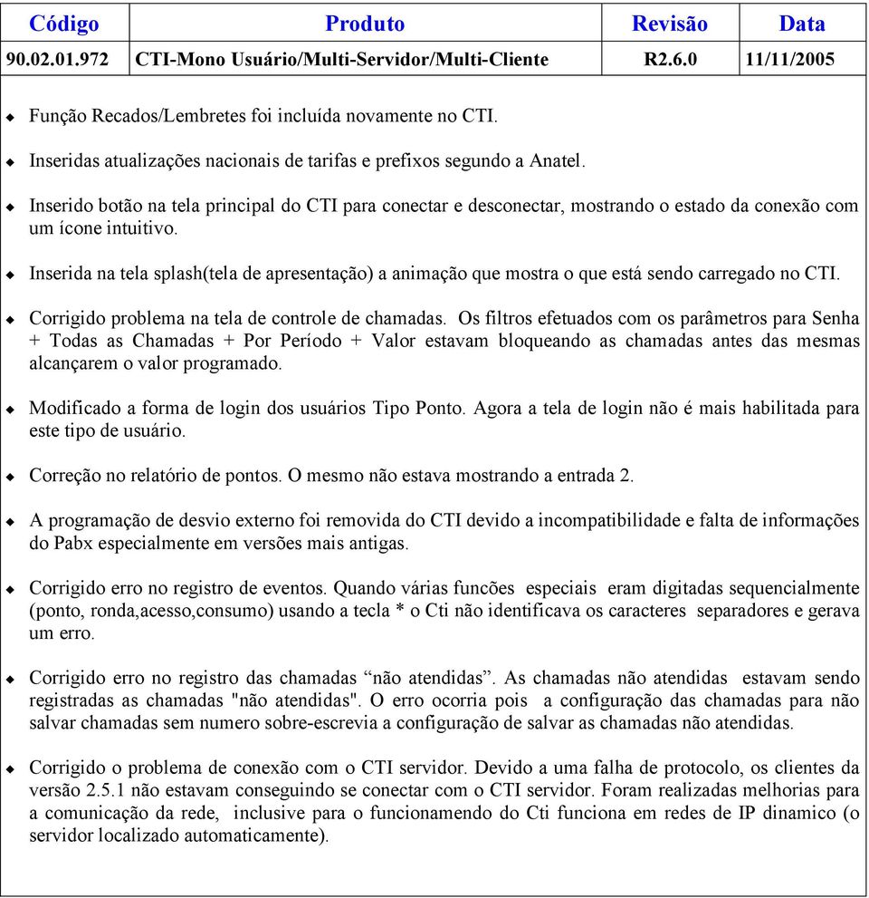 Inserida na tela splash(tela de apresentação) a animação que mostra o que está sendo carregado no CTI. Corrigido problema na tela de controle de chamadas.