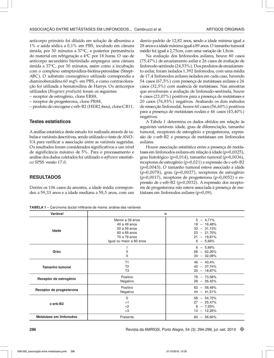 O substrato cromogênico utilizado correspondia a diaminobenzidina 60 mg% em PBS, e como contracoloração foi utilizada a hematoxilina de Harrys.