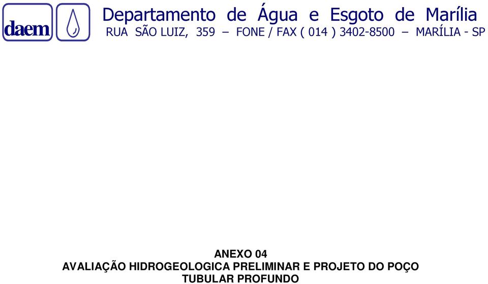 AVALIAÇÃO HIDROGEOLOGICA