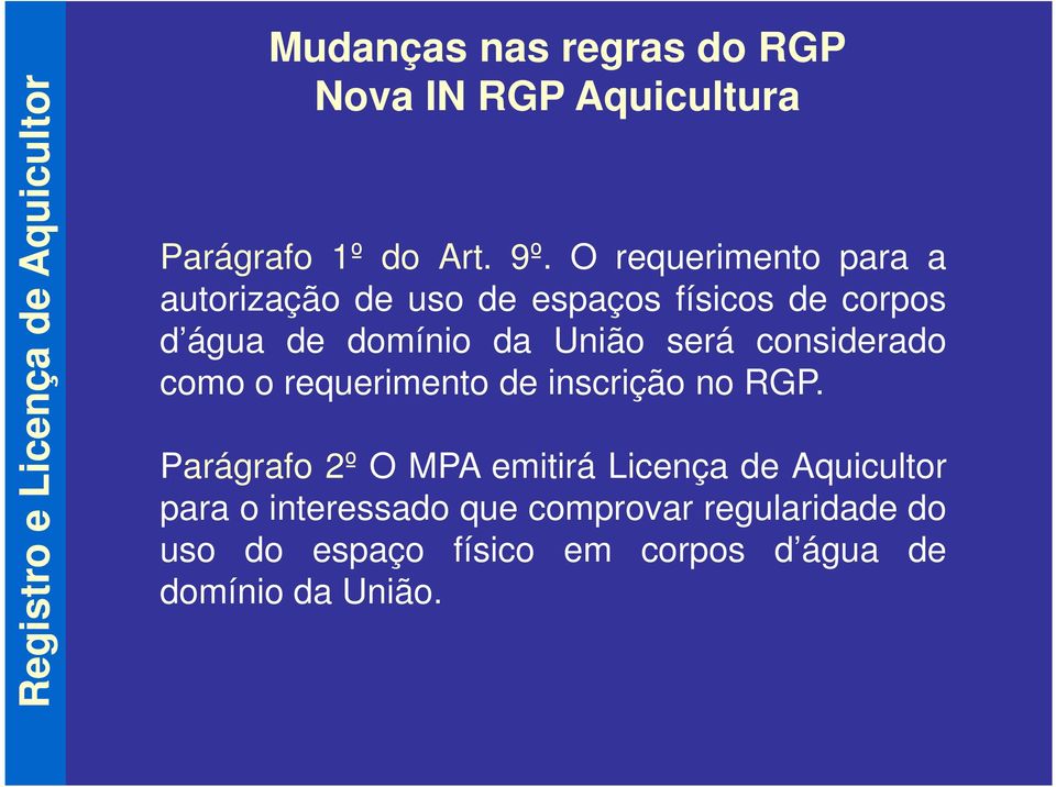 será considerado como o requerimento de inscrição no RGP.