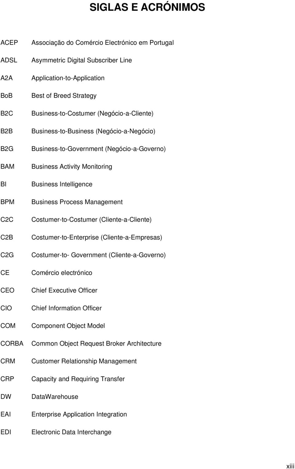 Monitoring Business Intelligence Business Process Management Costumer-to-Costumer (Cliente-a-Cliente) Costumer-to-Enterprise (Cliente-a-Empresas) Costumer-to- Government (Cliente-a-Governo) Comércio