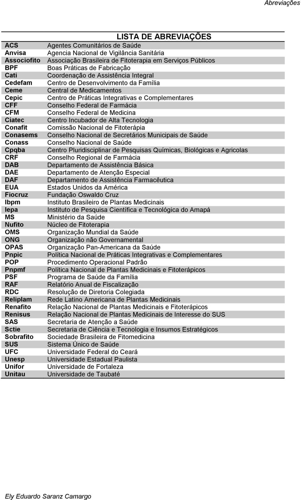 Fitoterapia em Serviços Públicos Boas Práticas de Fabricação Coordenação de Assistência Integral Centro de Desenvolvimento da Família Central de Medicamentos Centro de Práticas Integrativas e