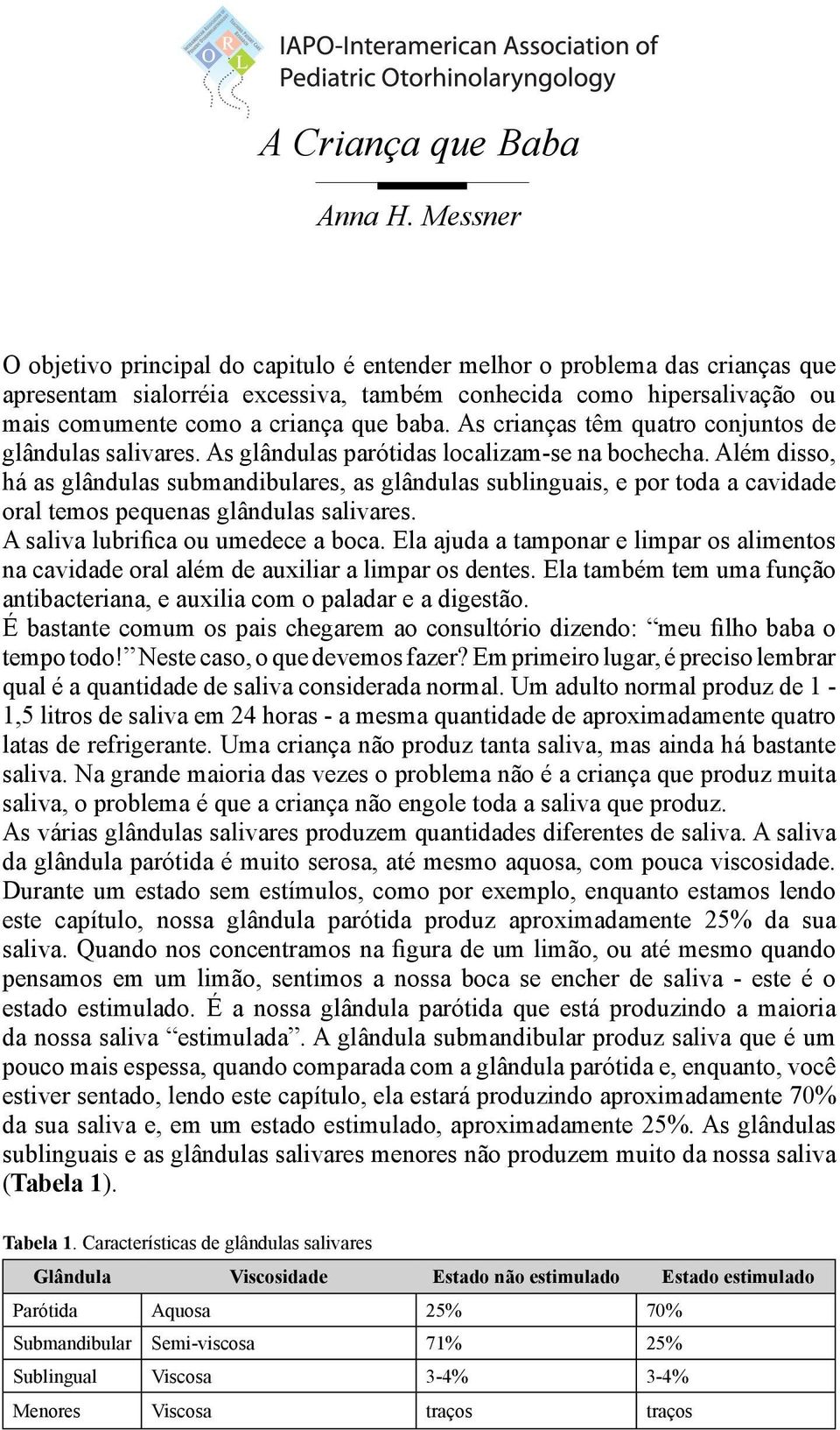 As crianças têm quatro conjuntos de glândulas salivares. As glândulas parótidas localizam-se na bochecha.