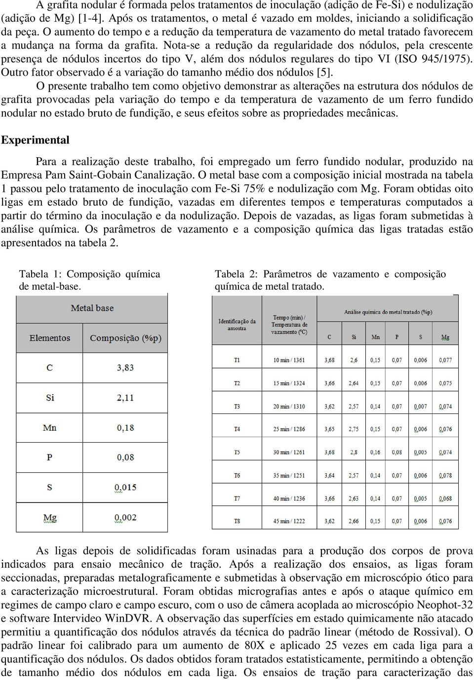 Nota-se a redução da regularidade dos nódulos, pela crescente presença de nódulos incertos do tipo V, além dos nódulos regulares do tipo VI (ISO 945/1975).