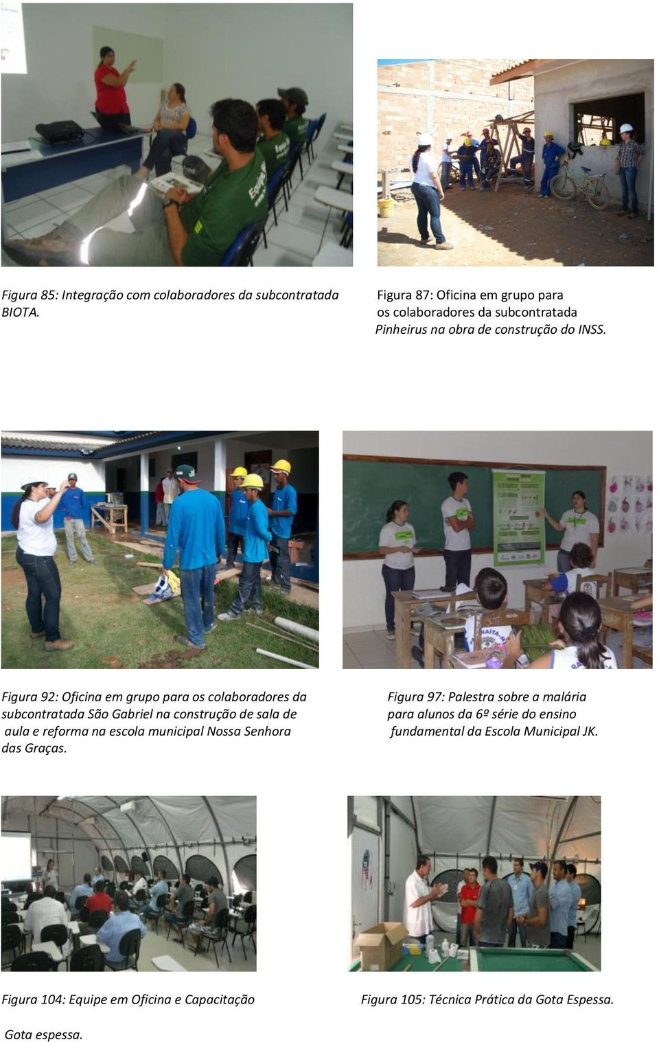 Figura 92: Oficina em grupo para os colaboradores da subcontratada São Gabriel na construção de sala de aula e reforma na escola