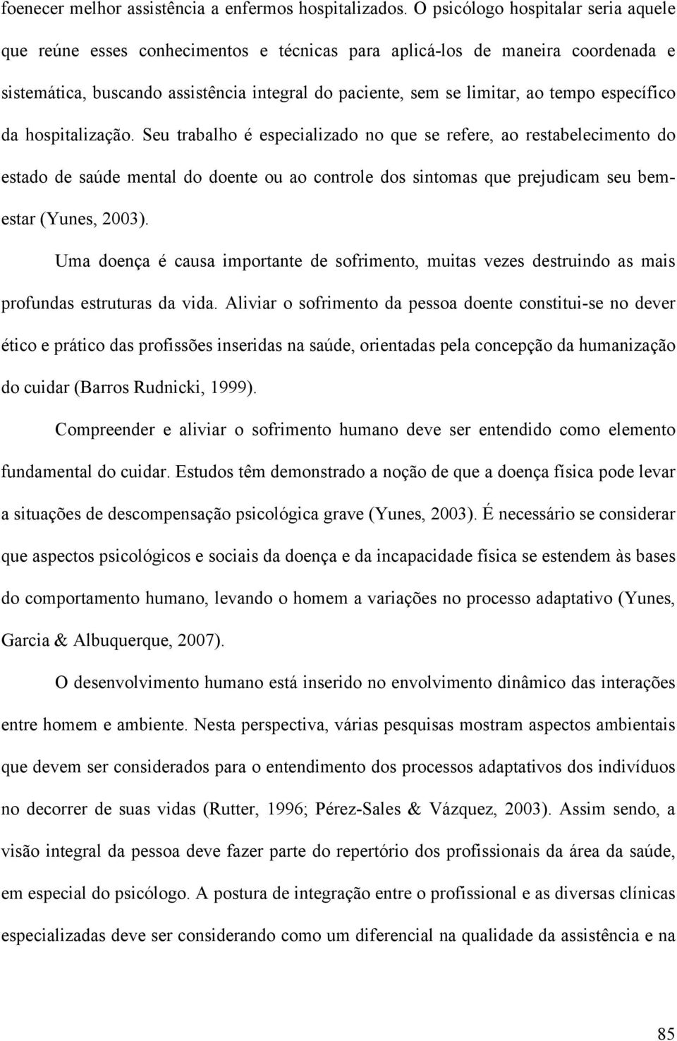 específico da hospitalização.