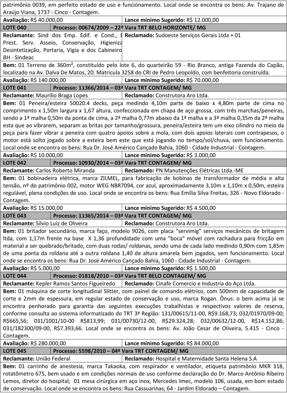 ços Gerais Ltda + 01 Prest. Serv.