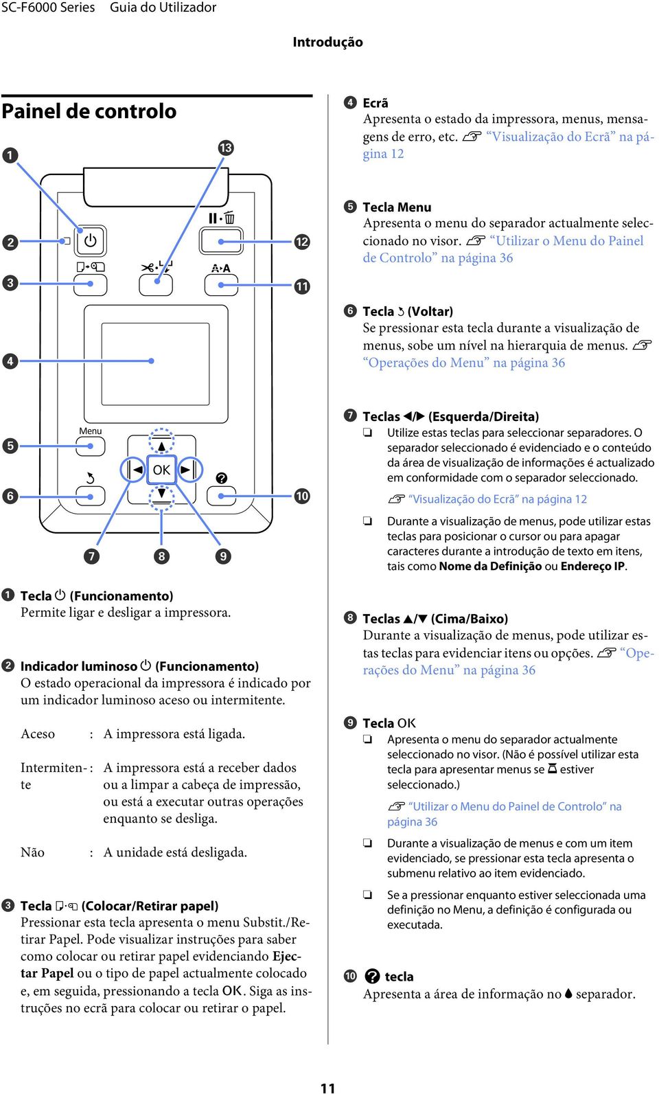 U Operações d Menu na página 36 G Teclas l/r (Esquerda/Direita) Utilize estas teclas para seleccinar separadres.