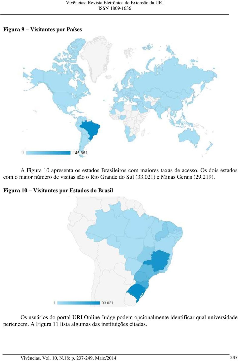 Figura 10 Visitantes por Estados do Brasil Os usuários do portal URI Online Judge podem opcionalmente identificar