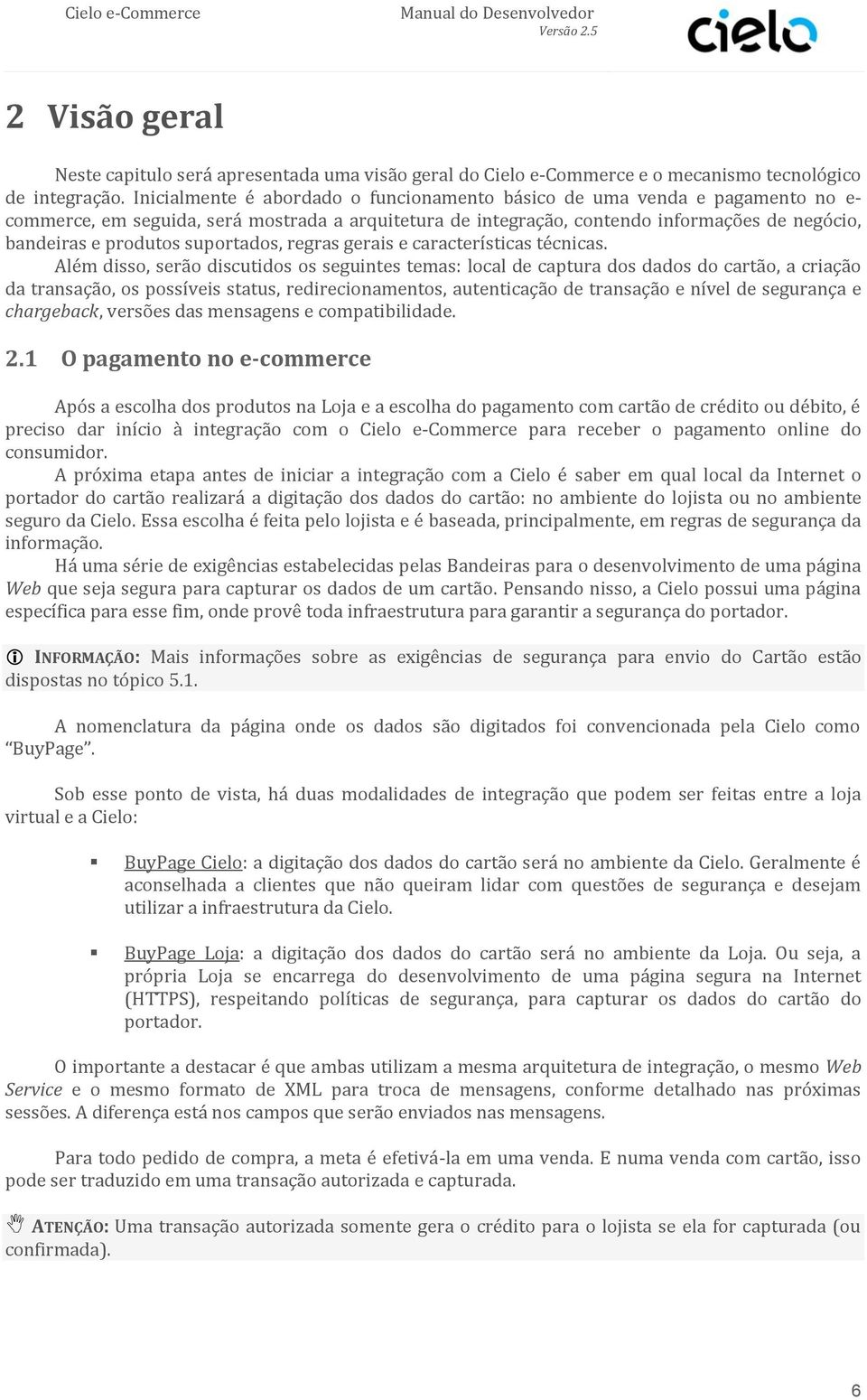 suportados, regras gerais e características técnicas.