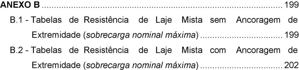 de Extremidade (sobrecarga nominal máxima)... 199 B.