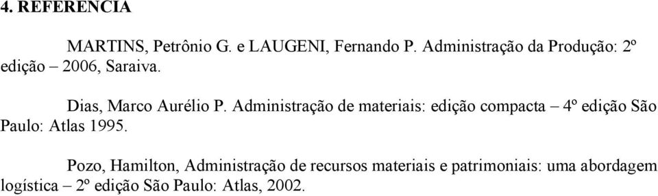 Administração de materiais: edição compacta 4º edição São Paulo: Atlas 1995.