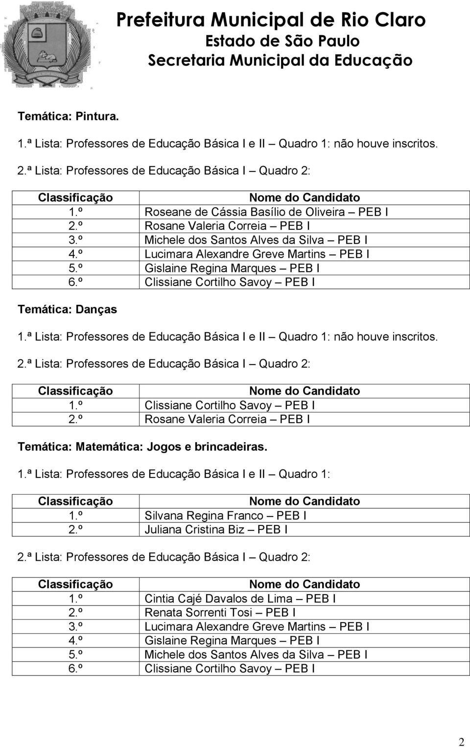 Temática: Matemática: Jogos e brincadeiras. 1.º Silvana Regina Franco PEB I 2.º Juliana Cristina Biz PEB I 1.º Cintia Cajé Davalos de Lima PEB I 2.