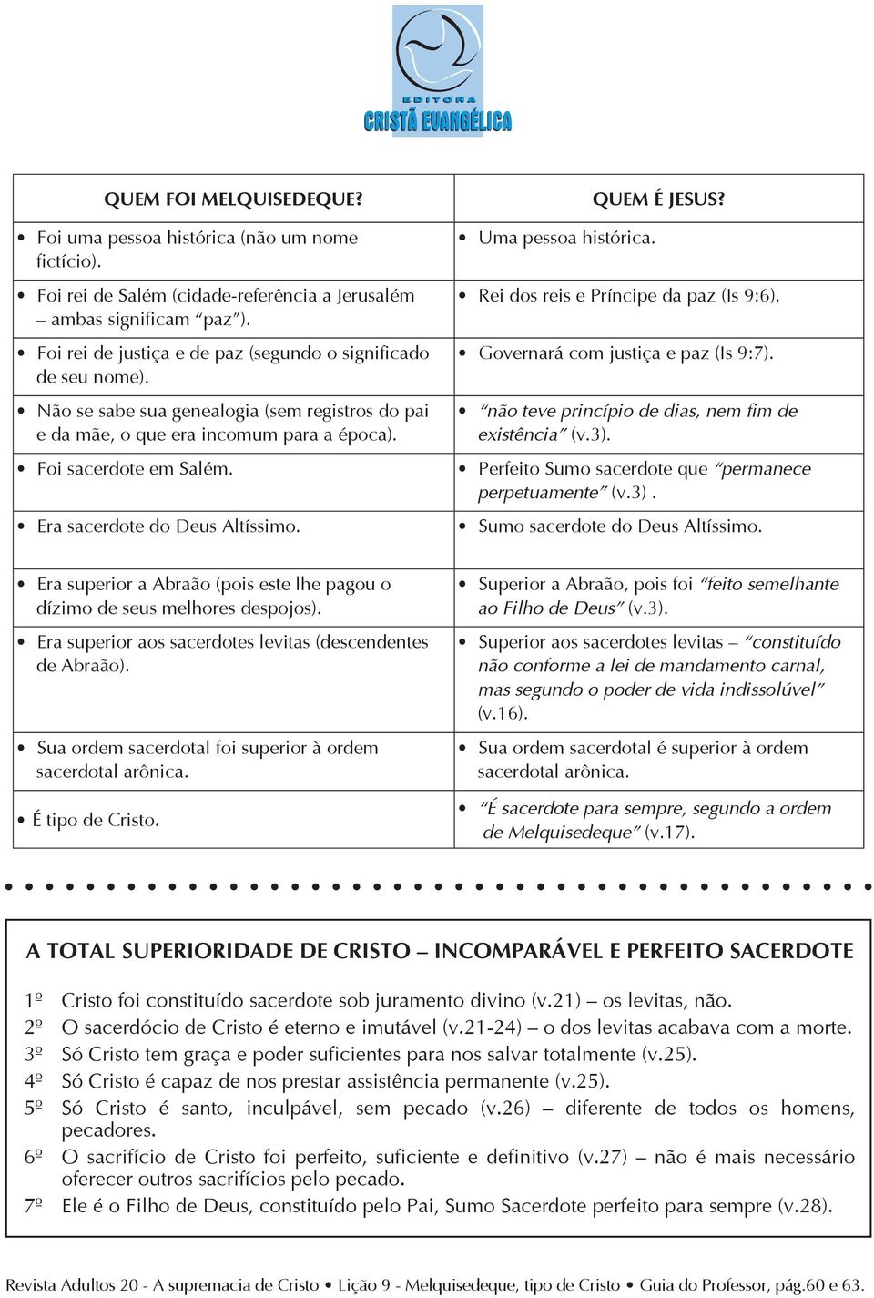 Era sacerdote do Deus Altíssimo. Uma pessoa histórica. QUEM É JESUS? Rei dos reis e Príncipe da paz (Is 9:6). Governará com justiça e paz (Is 9:7).