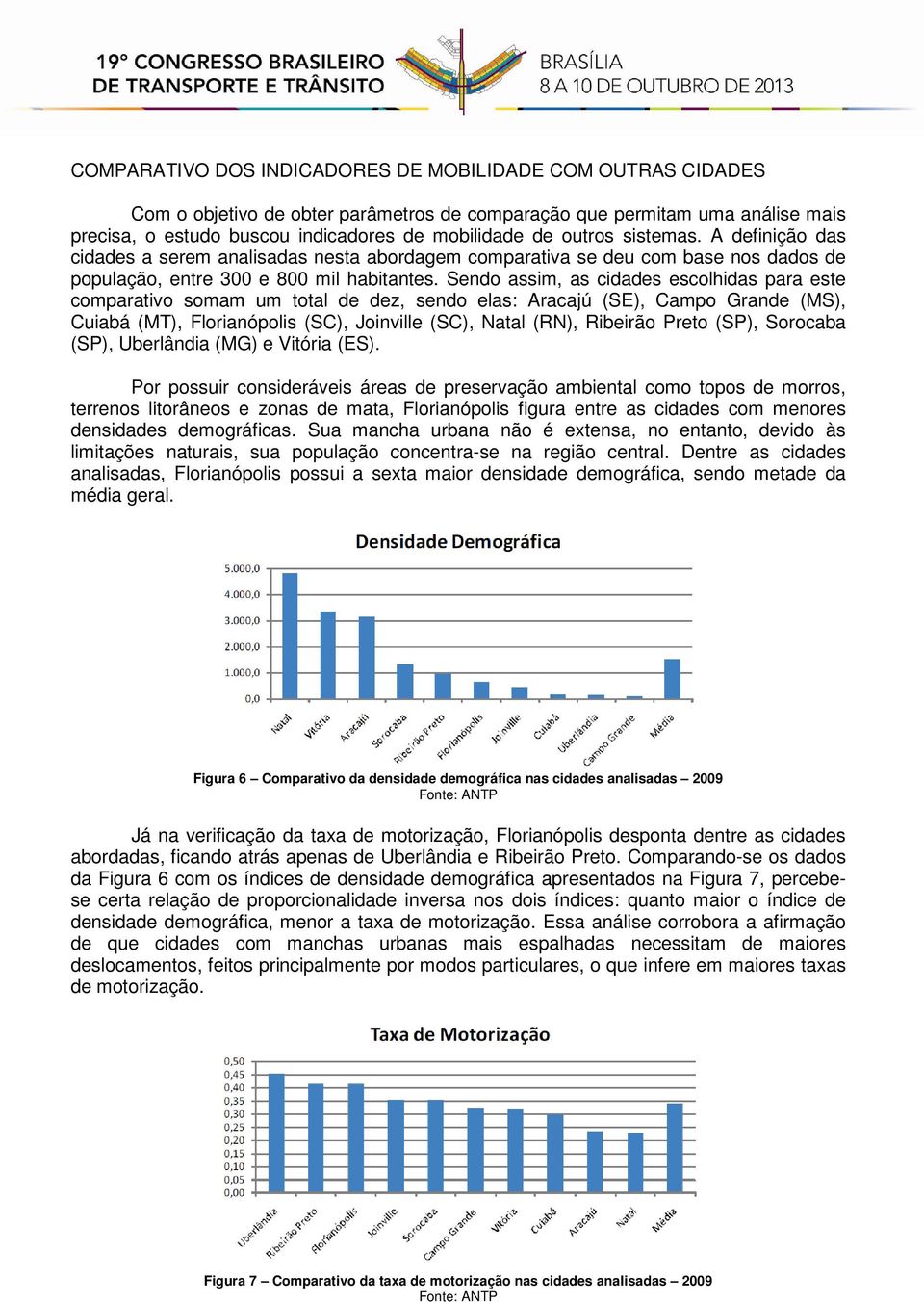 Sendo assim, as cidades escolhidas para este comparativo somam um total de dez, sendo elas: Aracajú (SE), Campo Grande (MS), Cuiabá (MT), Florianópolis (SC), Joinville (SC), Natal (RN), Ribeirão