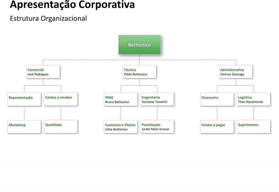 Engenharia Donizete Tamelini Financeiro Logística Thaís Nascimento Marketing Qualidade